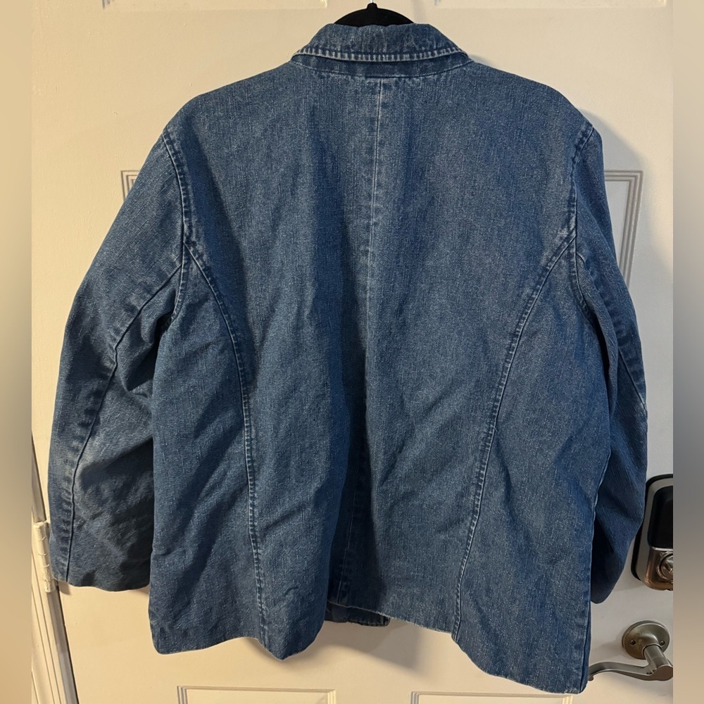 VTG Classic Blue Jean Jacket Blazer Plus Size 1X Oversized Denim&Co Office Wear - Picture 8 of 13